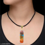 Crystal-encrusted 7 Chakra Orgone pendant for Reiki healing, handmade natural stone locket with chain