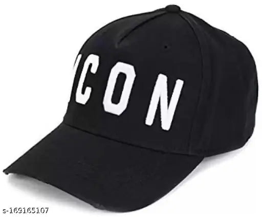 Stylish black cotton adjustable baseball cap with self-design net, suitable for formal, casual, and sportswear for men and boys. Made in India