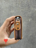 Brown faux leather zipper card holder, holds 11 slots for coins and cards, premium material with RFID protection