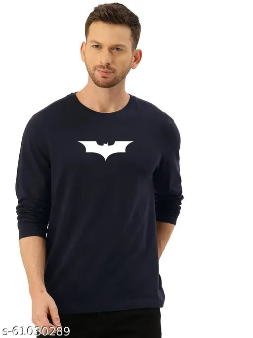 Colorful Threads Batman Navy Blue cotton men's T-shirt with graphic print, long sleeves and round neck