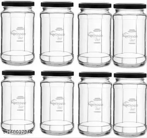 Glass pickle jar, microsafe round container, pack of 12 for storing liquids and ghee, red airtight cap