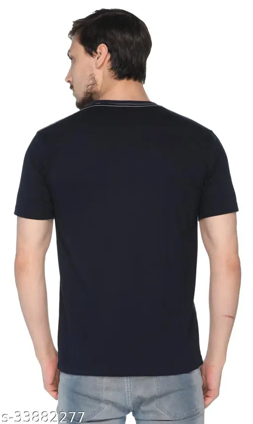 Shaun Men round neck polyester t-shirt, cotton blend, short sleeves, printed net design - India-made fashion essential