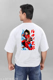 Oversized anime printed cotton t-shirt with short sleeves, vibrant DTF artwork, ideal for anime fans
