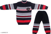 Cute striped wool baby boy sweater set, ideal for winter casual wear. Made in India