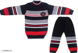 Cute striped wool baby boy sweater set, ideal for winter casual wear. Made in India