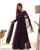 Purple Georgette Anarkali Fit & Flare Gown with Dupatta, Indian ethnic wear for women's special events
