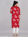 Rayon floral straight kurta, three-quarter sleeve, printed combo for women, India origin