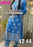 Rayon chikankari work kurta with plazzo, embroidered net and three-quarter sleeves, M (bust size 38in), made in India