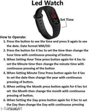 Black Silicone Rubber Strap Digital LED Wrist Watch Band for Kids, Ruff and Tough design, shock resistant, size convertible