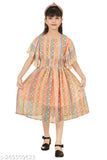 Striped Georgette dress for girls aged 2-4 years, vibrant and playful on model