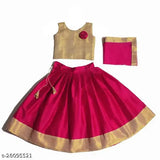 Satin and silk TEREZA RANI girls lehenga set with net dupatta, floral stitch and sleeveless top, India-origin