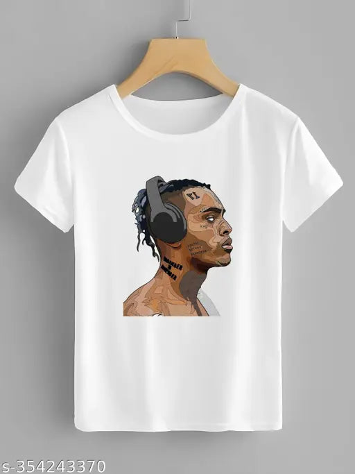 Xxxtentacion printed striped polyester t-shirt, short sleeves, size S (36in x 25in)