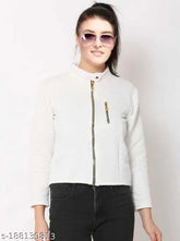 Leather full sleeve women's casual jacket, solid pattern, environmentally friendly, India origin