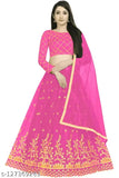 Embroidered Art Silk & Net Lehenga set with choli and dupatta, semi-stitched, free size (44in/44in/2m), color may vary