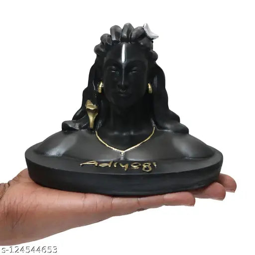 Black Polyresin Adiyogi Shiva Statue, 11cm high decorative showpiece for home or office