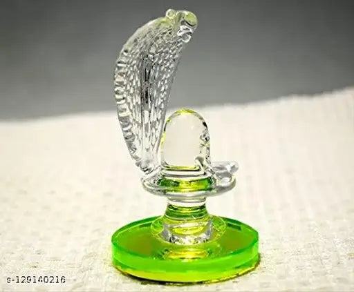 Crystal Shivling with Naag, Indian home temple pooja Shiva idol