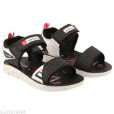 Black PU sandals for kids - fashionable outdoor PU floater with velcro fastening, suitable for boys and adjustable foot widths