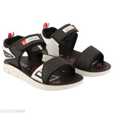 Black PU sandals for kids - fashionable outdoor PU floater with velcro fastening, suitable for boys and adjustable foot widths