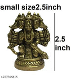 Brass 2.5 inch Panchamukha Anjaneeya Hanuman statue in kneeling ashirvad posture, traditional Indian God idol