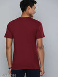 Maroon marshmallow graphic printed men's T-shirt, 100% premium cotton for gym and leisure wear, made in India