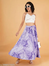 Marble elegance women's printed A-line long crepe skirt, effortless versatility for any occasion