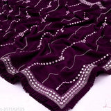 Mirror-work Georgette saree with embroidered blouse, Indian partywear in free size