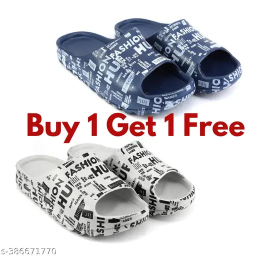 Nubuck and Eva printed flip flops for kids, Sadar Bazar design - buy 1 get 1 free