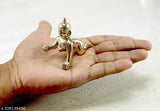 Brass Krishna Idol - Haridwar Divine Golden Bal Gopal II Little Makhan Chor, traditional Indian home decor for religious worship or home décor
