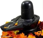 Black marble Shiva Lingam, 4-inch decorative showpiece for pooja room or home altar