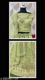 Pista color net lehenga-choli set, embroidered with free size and 2.5m dupatta length, perfect for regular occasions