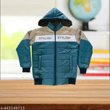 Pretty Elegant Boys Jacket: Colorblocked nylon casual jacket with long sleeves, perfect for outdoor adventures and school days. Available in various sizes from 1-2 Years to 11-12 Years