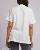 Chhorni oversize cotton t-shirt, white butterfly print on Indian-made quality cotton blend