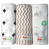 White pack of 3 OYO BABY muslin swaddle wraps, premium organic cotton for babies