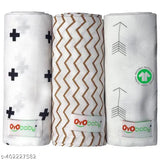 White pack of 3 OYO BABY muslin swaddle wraps, premium organic cotton for babies