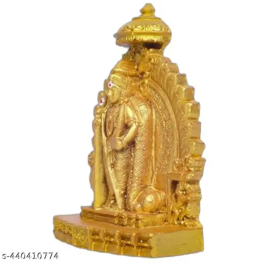 Murugan statue, gold-toned polyresin figurine, 5-inch god idol for pooja room decoration