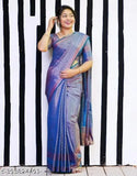 Rich gold-hued Lichi silk Kanjivaram saree with zari pallu design, featuring a matching printed georgette blouse (pack of 2), free size, origin India