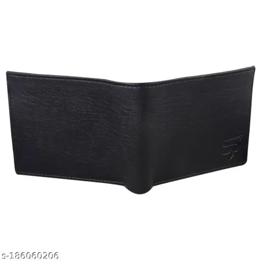 Textured faux leather men's wallet with 3 compartments, handcrafted in India