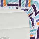 Premium cotton elastic fitted bedsheets, 180 TC supersoft, geometric print, double king size (78x72+10 inches), with 2 pillow covers. Breathable, lightweight, and easy to wash at home