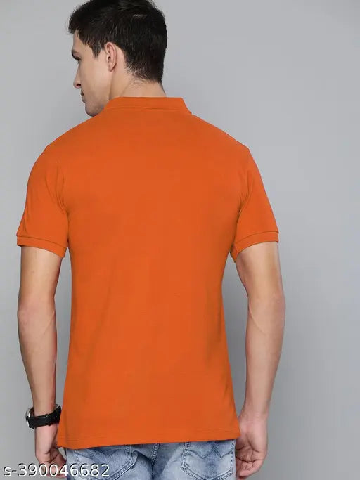 Soft cotton blend MERRIMENT men's half sleeve solid polo t-shirt, unmatched comfort and durability in a classic denim look