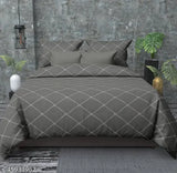 Grey superfine cotton flat sheets set - luxurious bedroom look, 2 pillow covers included