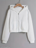 Cotton solid crop zipper hoodie, long sleeves, XS-XXXL sizes available, India origin