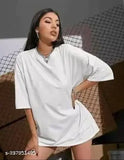 White oversize cotton t-shirt, short sleeves, solid pattern, size S to XXL