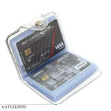 Transparent plastic card holder for IDs, credit, and business cards, perfect for on-the-go organization