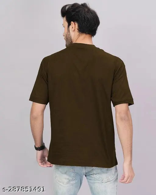 Cotton oversized t-shirt for men in various sizes (S-6XL) & colors (Black, Bottle Green, Brown, Maroon, Navy Blue, Pink, Light Green, White), made in India