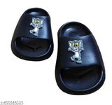 Black color kids flip flops for boys and girls - Pu sole, cartoon characters design, promoting healthy foot development
