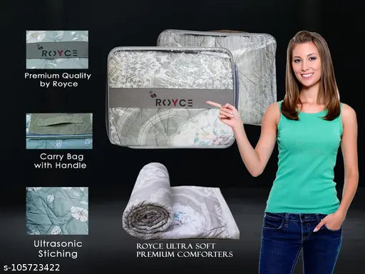 Cotton king-size Royce Ultrasonic comforter, ultra-soft microfiber fill, durable ultrasonic stitching