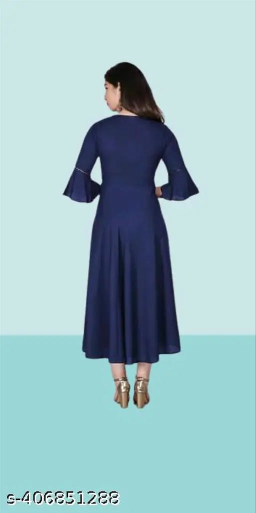 Rayon Anarkali Kurti for Women - Three-Quarter Sleeve, Solid Design. Indian traditional charm meets modern elegance in this premium rayon kurti