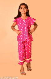 Rayon printed top & pyjama pants set for girls (3-4 years), India