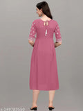 Embroidered rayon kurta in classic colors, relaxed fit for parties or casual wear