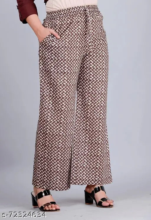 Rayon A-line kurti & printed Palazzos (set of 2) - solid Indian ethnic wear in XS-5XL